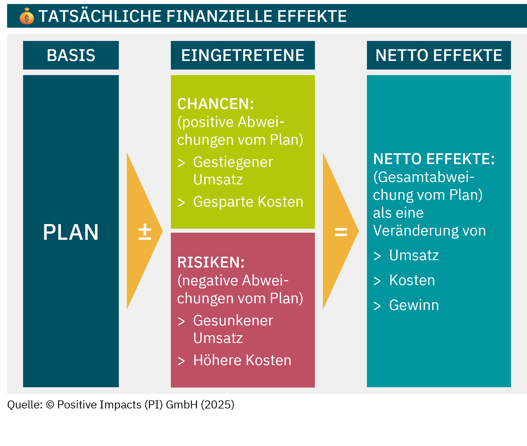 The PI Value & Risk Framework supports you in accounting for the actual financial effects through impacts/sustainability.